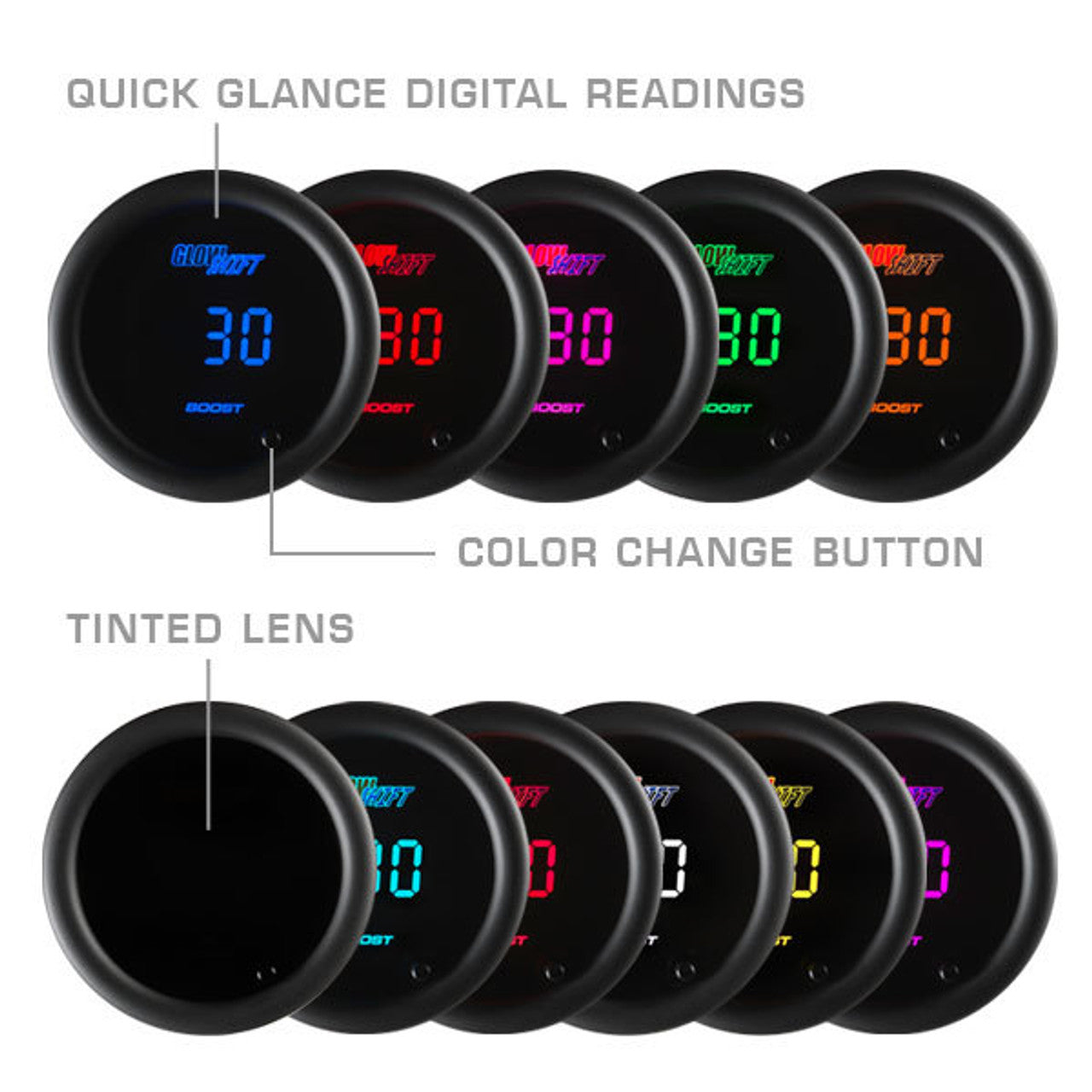 10 Color Digital 60 PSI Boost Gauge