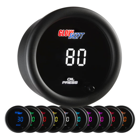 10 Color Digital Oil Pressure Gauge | GlowShift
