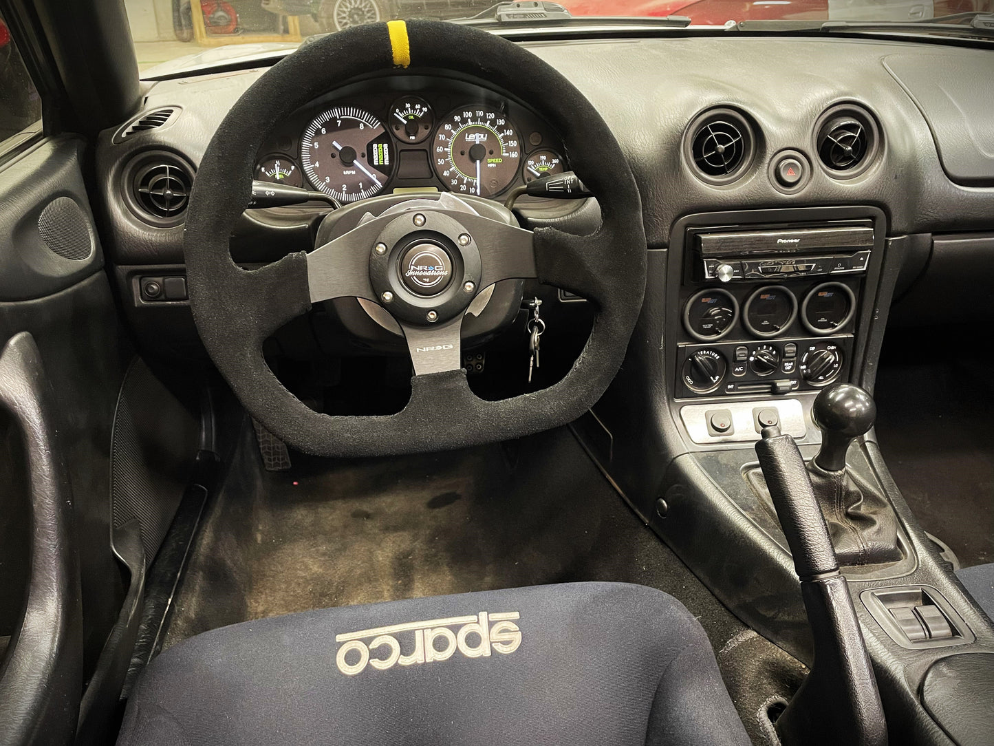 NRG 320mm Flat Bottom Steering Wheel Suede