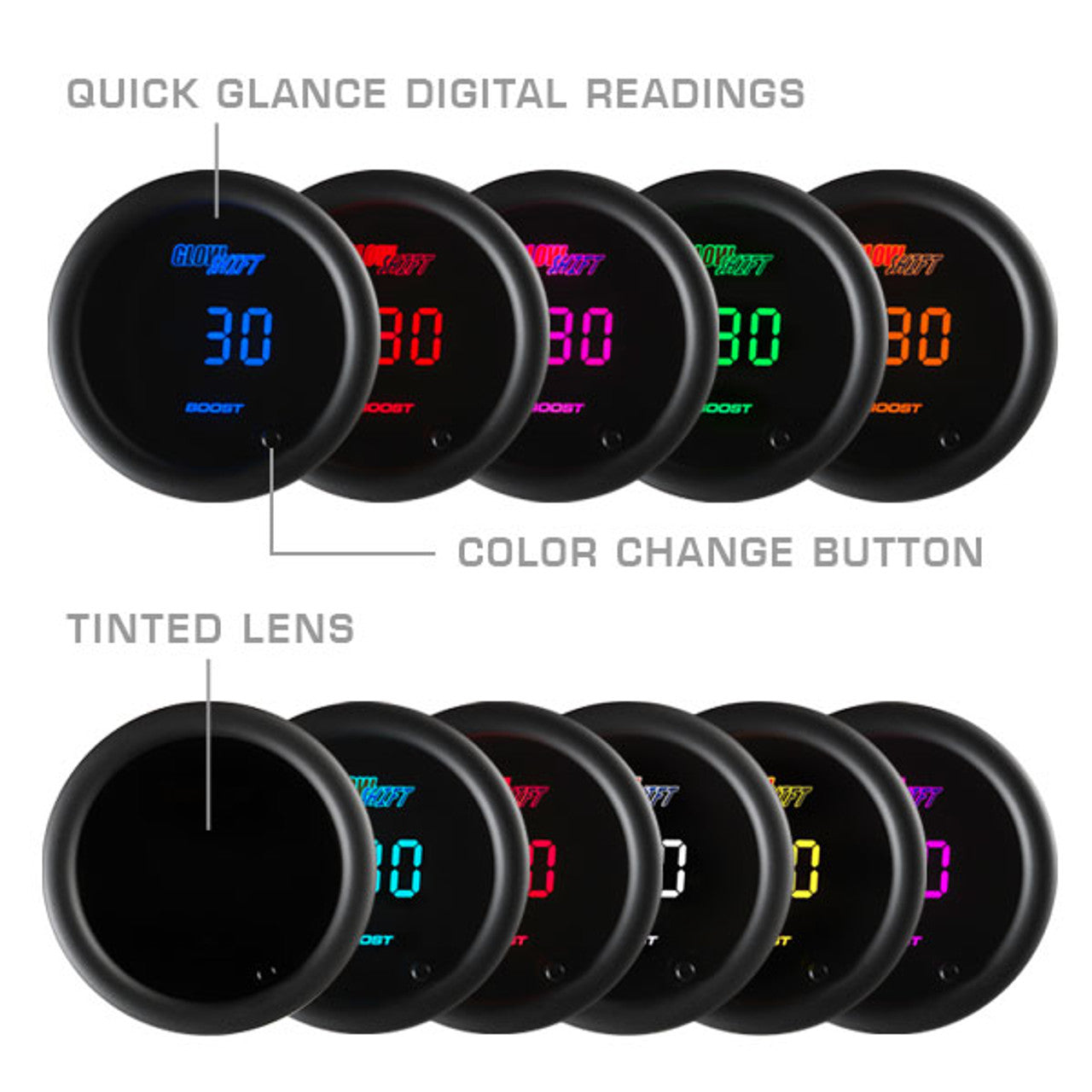10 Color Digital Oil Temperature Gauge | GlowShift