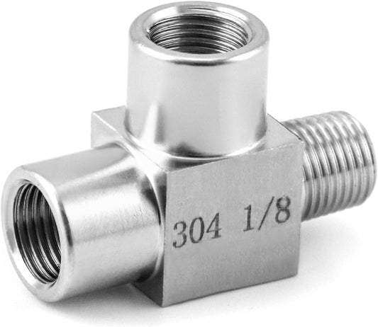 Stainless Steel Pipe Fitting, 1/8" NPT Male x 1/8" NPT Female x 1/8" NPT Female