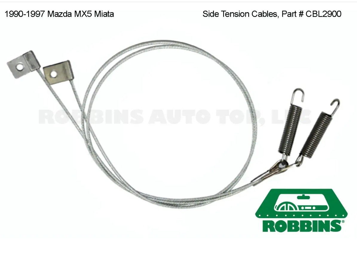 Soft Top Side Tension Cables for 1990-1997 Mazda MX5 Miata - Robbins