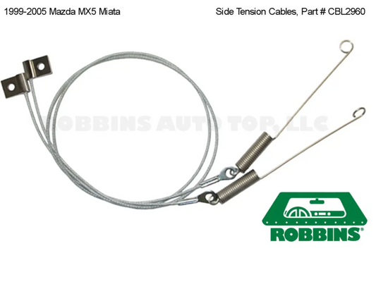 Soft Top Side Tension Cables for 1999-2005 Mazda MX5 Miata - Robbins