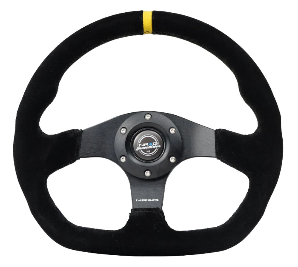 NRG 320mm Flat Bottom Steering Wheel Suede