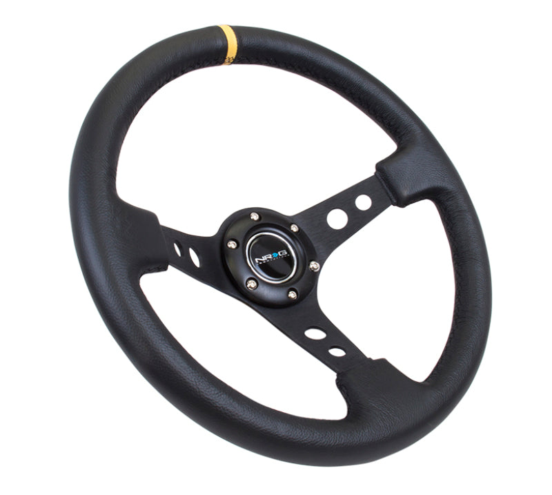 NRG Reinforced Steering Wheel  350mm Cutout Spoke/Yellow Center Mark