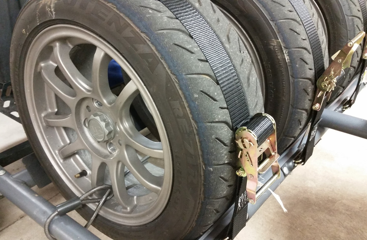 7ft Ratchet Tire Strap, 2" wide black webbing